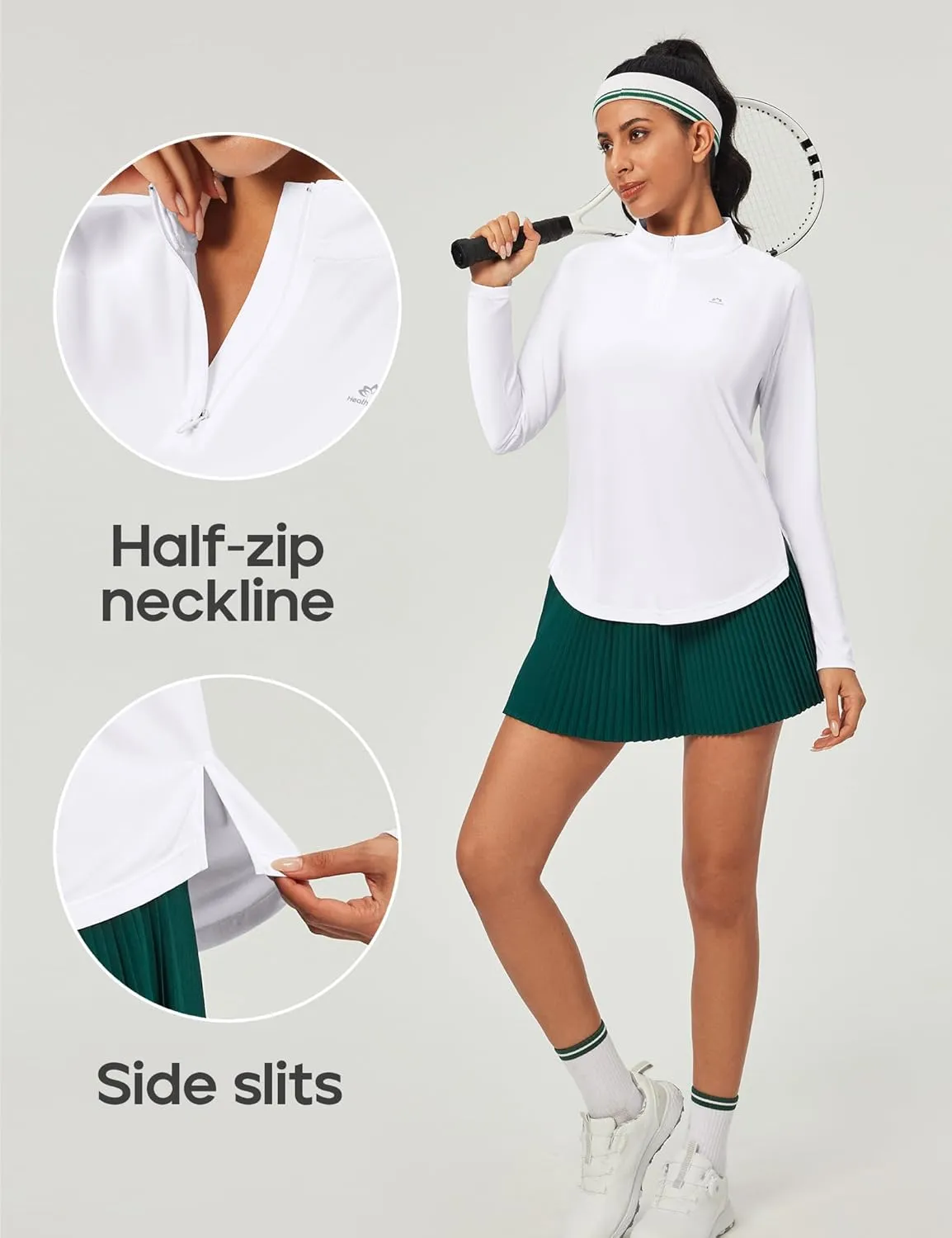 Heathyoga Womens Long Sleeve Workout Tops Golf Shirts Rash Guard for Women UPF 50  SPF UV Protection Sun Shirts Hiking