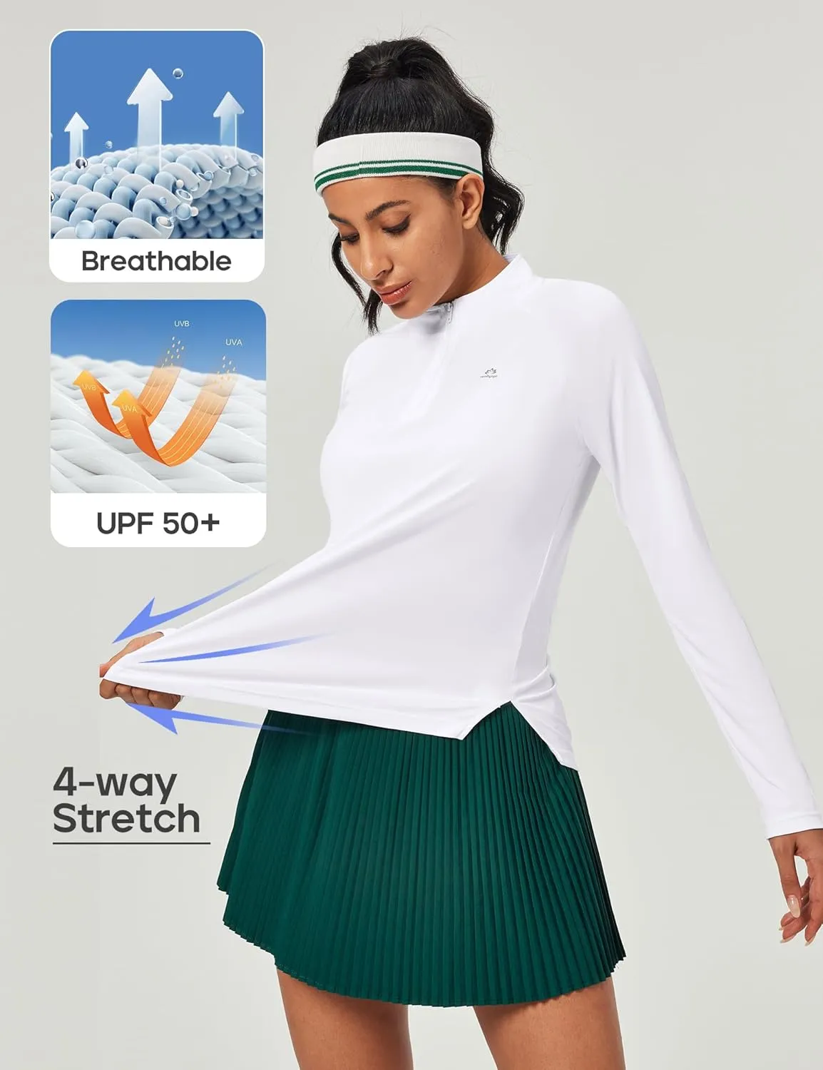 Heathyoga Womens Long Sleeve Workout Tops Golf Shirts Rash Guard for Women UPF 50  SPF UV Protection Sun Shirts Hiking