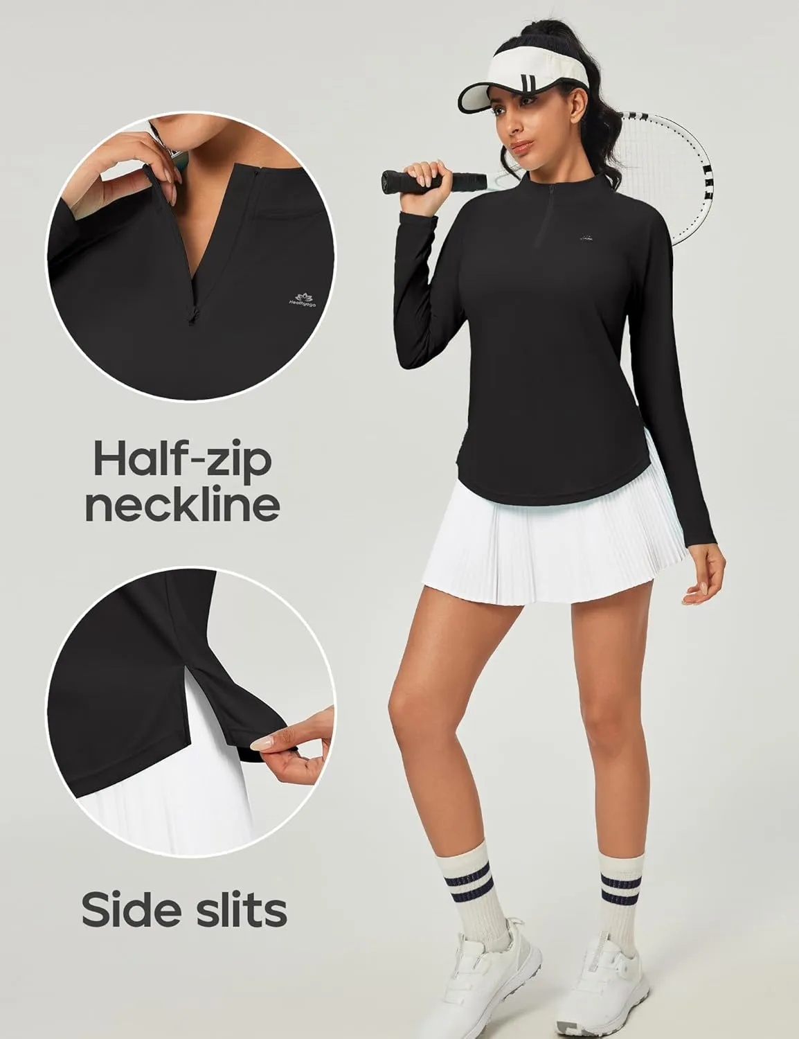 Heathyoga Womens Long Sleeve Workout Tops Golf Shirts Rash Guard for Women UPF 50  SPF UV Protection Sun Shirts Hiking