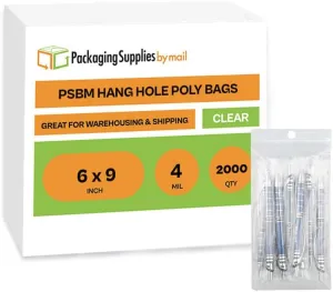 Heavy Duty 4 Mil 6" x 9" Clear Resealable Zipper Bags with Hang Hole, 2000 Count