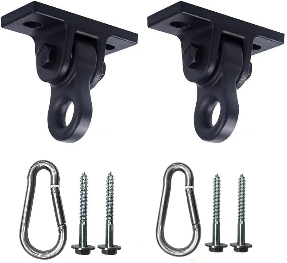Heavy Duty Black Aluminum Swing Hangers with Screws & Bolts - 5000lb Capacity - Indoor Outdoor Swing Sets for Playground Porch Yoga