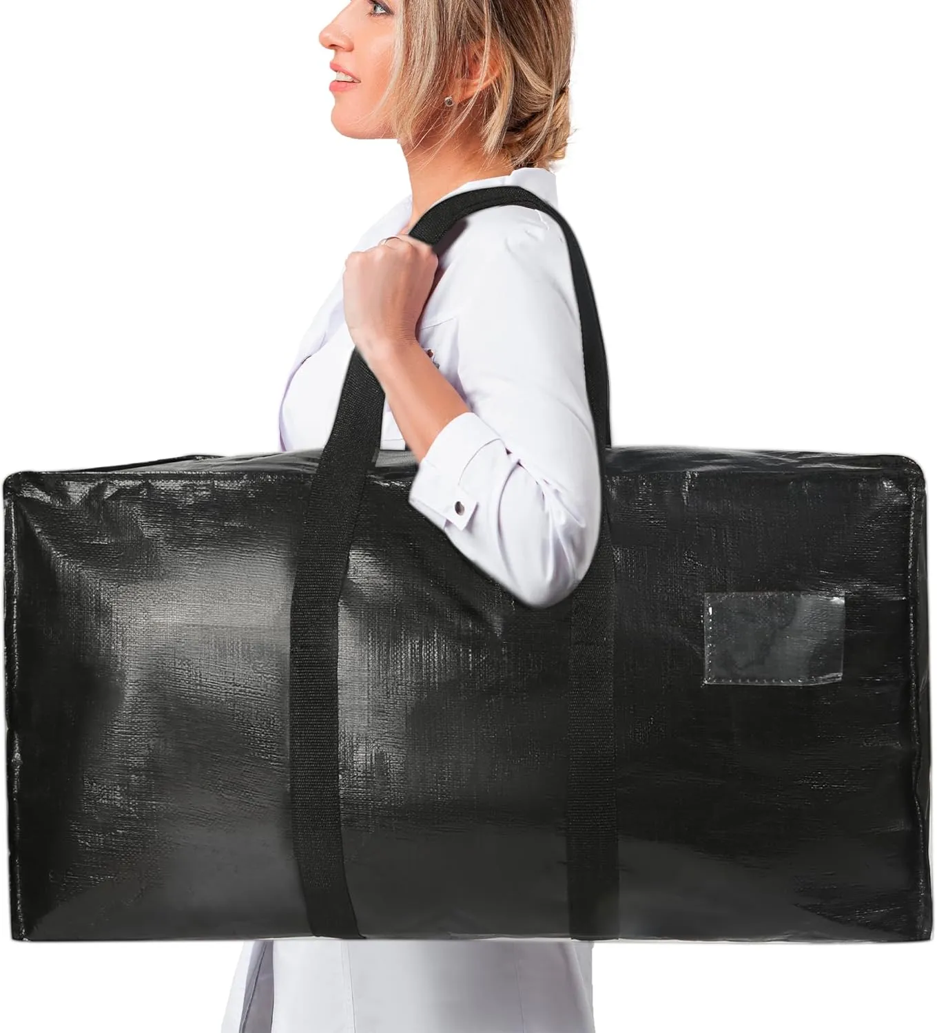 Heavy Duty Extra Large Moving Bags, 58 Gallon Jumbo Packing Bags, Huge Storage Bags With Strong Zippers & Carrying Handles, Reusable Big Totes for College Dorm Travel 1Pack
