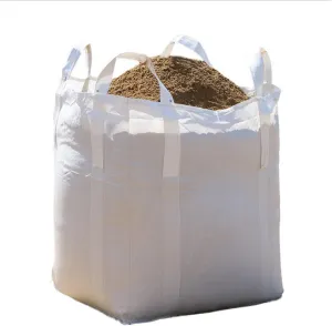 Heavy Duty FIBC Bulk Bag 43" Industrial Storage Bags with Flat Bottom & Tie-Down Spout for Agriculture, Construction, Sand Grain Storage (2200 lbs)