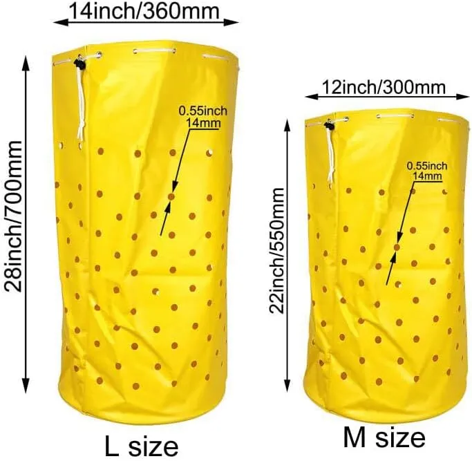 Heavy-Duty Nylon Coated 5-12 Gallon Chum Bag (L size, yellow color)