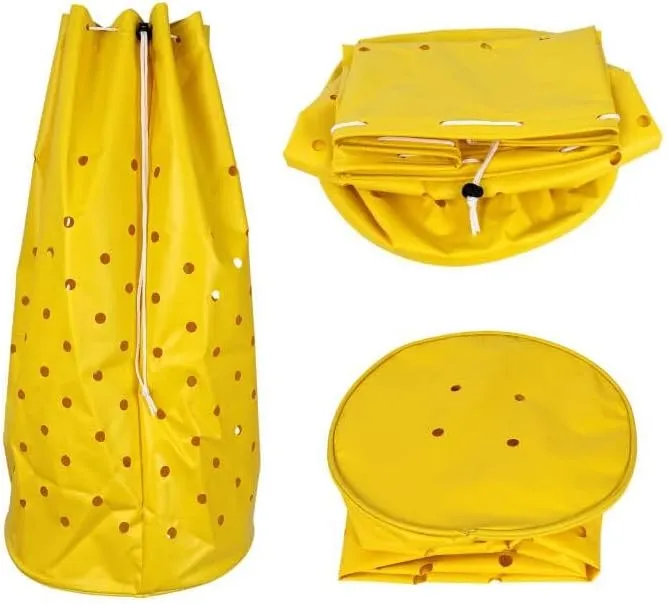 Heavy-Duty Nylon Coated 5-12 Gallon Chum Bag (L size, yellow color)