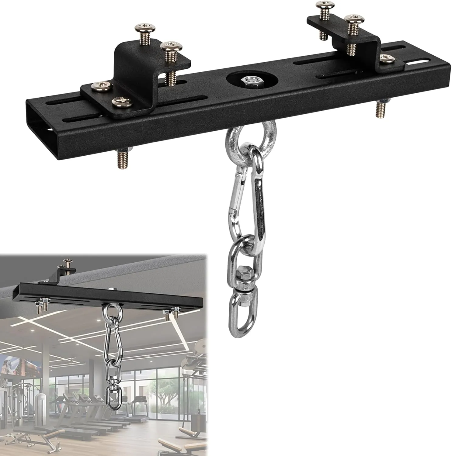 Heavy Duty Steel Beam Hanger, Punching Bag Hanger Mount I-Beam, Dual-Track I-Beam Heavy Bag Mount Hanger for Boxing Muay Thai Training,Aerial Yoga Swing & Hammock