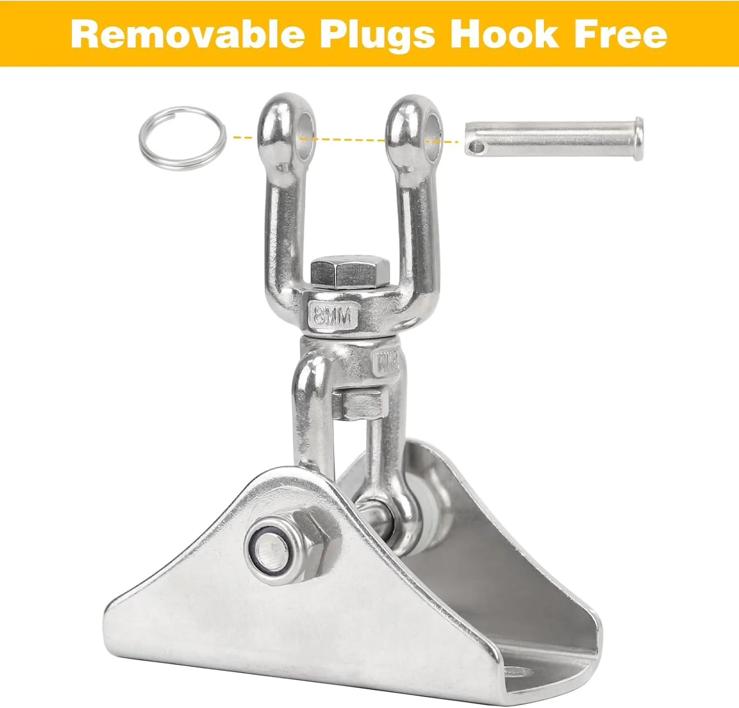 Heavy Duty Swing Hangers for Wooden Sets with Latch Hook Free 2 Sets 2000 LB Capacity 360 Swivel Stainless Steel Swing Hardware for Porch/Playground/Yoga/Heavy Bag