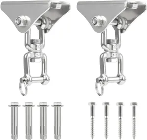 Heavy Duty Swing Hangers for Wooden Sets with Latch Hook Free 2 Sets 2000 LB Capacity 360 Swivel Stainless Steel Swing Hardware for Porch/Playground/Yoga/Heavy Bag