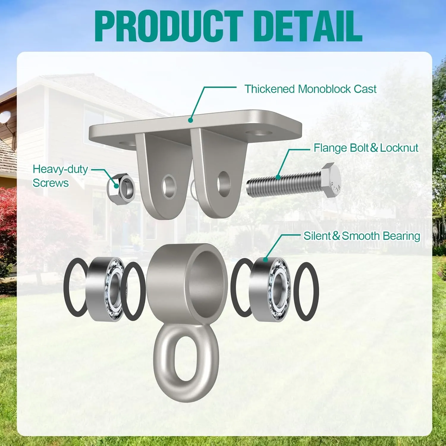 Heavy Duty Swing Hangers with Bearing, Porch Swing Hanging Kit for Outdoor Playground Tree Indoor Ceiling Mount Hardware Brackets with Snap Hooks for Yoga Hammock Punching Bag Accessories 8PCS Silver