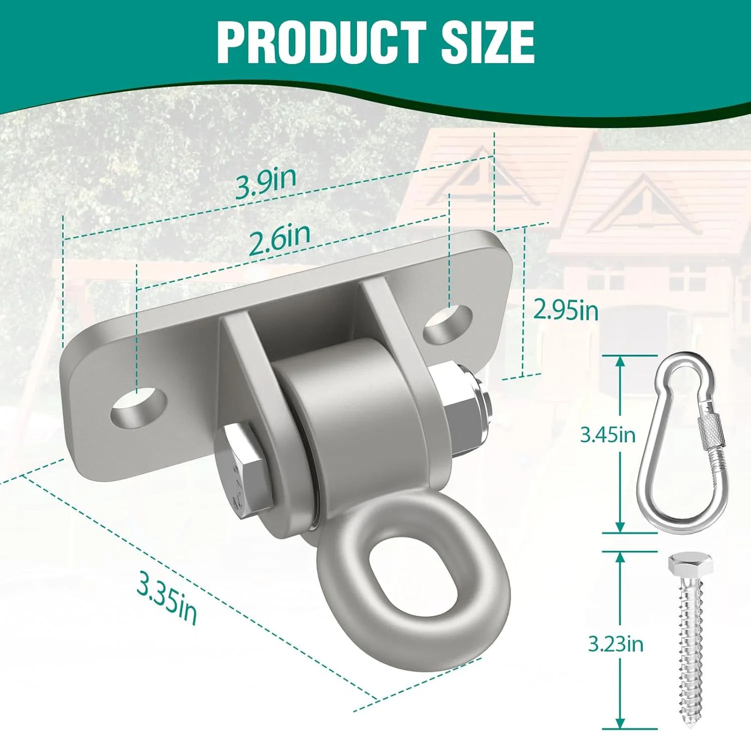 Heavy Duty Swing Hangers with Bearing, Porch Swing Hanging Kit for Outdoor Playground Tree Indoor Ceiling Mount Hardware Brackets with Snap Hooks for Yoga Hammock Punching Bag Accessories 8PCS Silver