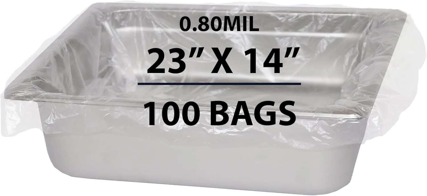 Heavy Duty Value Plus Poly Pan Liner, 0.80Mil 23" X 14" & 100 Bags | PTL Material, Use for Food Protection and Containment | Quality Control Liner