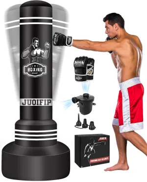 Heavy Punching Bag with Stand Adults Teens, 70" Free Standing Boxing Bags with MMA Gloves and Electric Air Pump, Kickboxing Training Equipment Bags for Men Training Thai Fitness Karate
