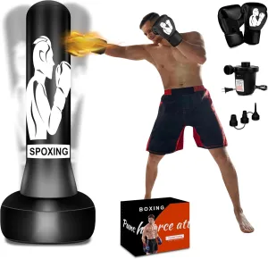Heavy Punching Bag with Stand for Adults, 70" Freestanding Punching Bag with Boxing Gloves and Electric Air Pump, Inflatable Boxing Bag for Men Women Teens Training MMA Thai Fitnessers