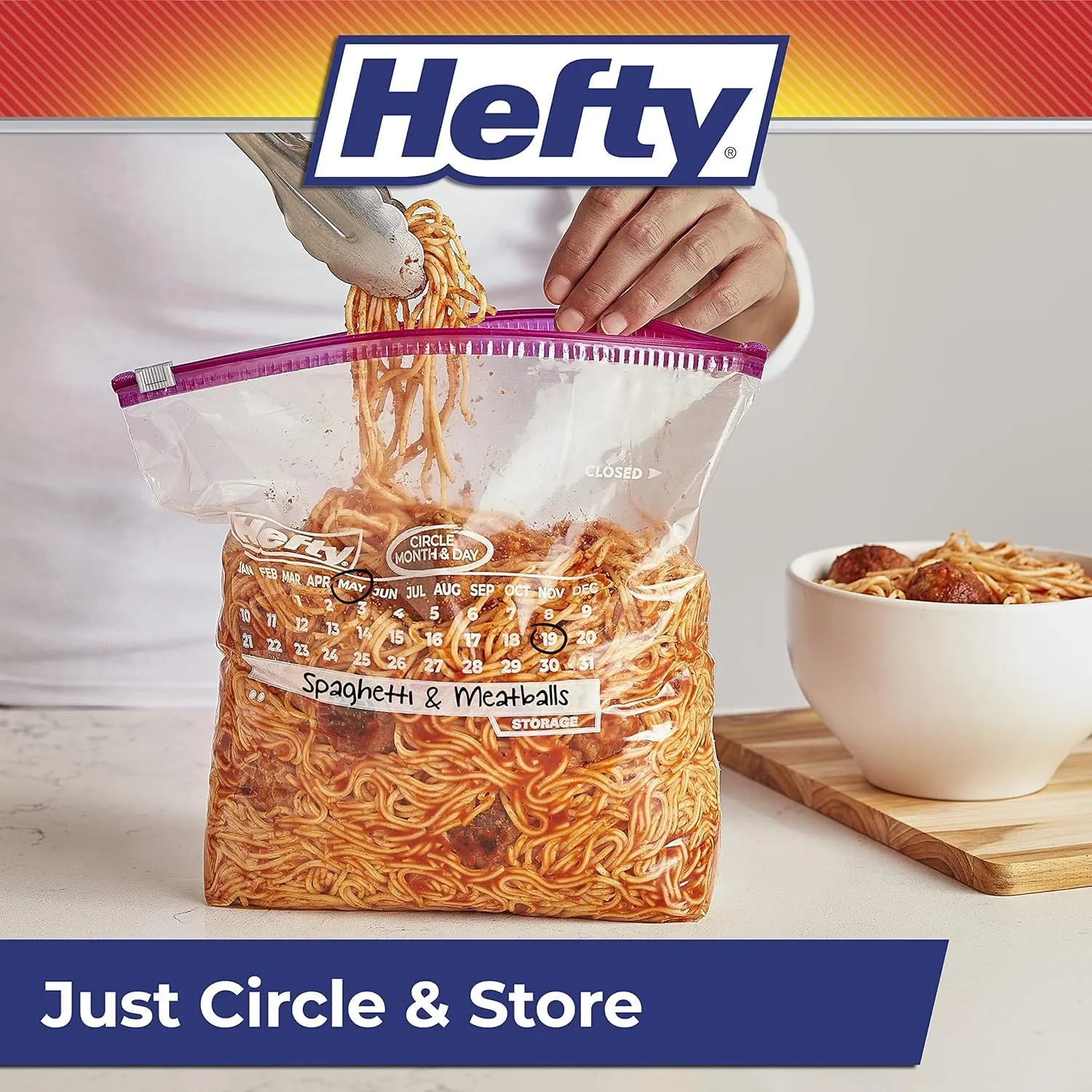 Hefty Slider Storage Calendar Bags, Gallon Size, 120 Count (Pack of 3)