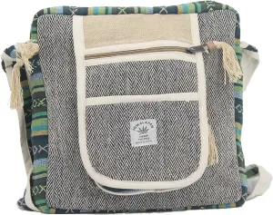 Hemp Crossbody Messenger Bag - Unisex Market Tote for Men & Women - Lightweight, Cotton, Side Bags - 4 Compartments with Zipper - Handmade in Nepal