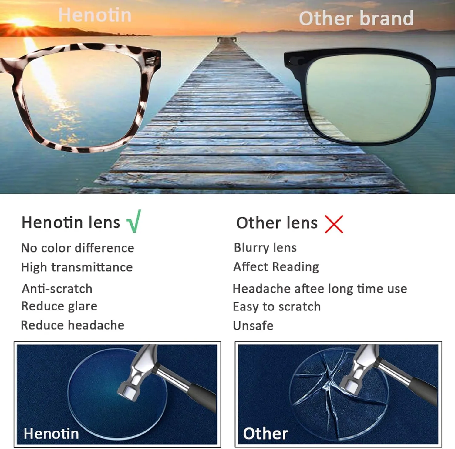 Henotin 4-Pack Blue Light Blocking Reading Glasses Women Men,Spring Hinge Computer Readers,Anti UV Ray Square Nerd Eyeglasses (4 pack Mix Color, 0.00, Diopters)
