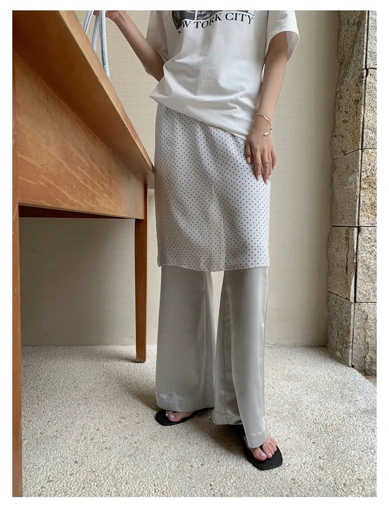 high waist satin micro flared pants
