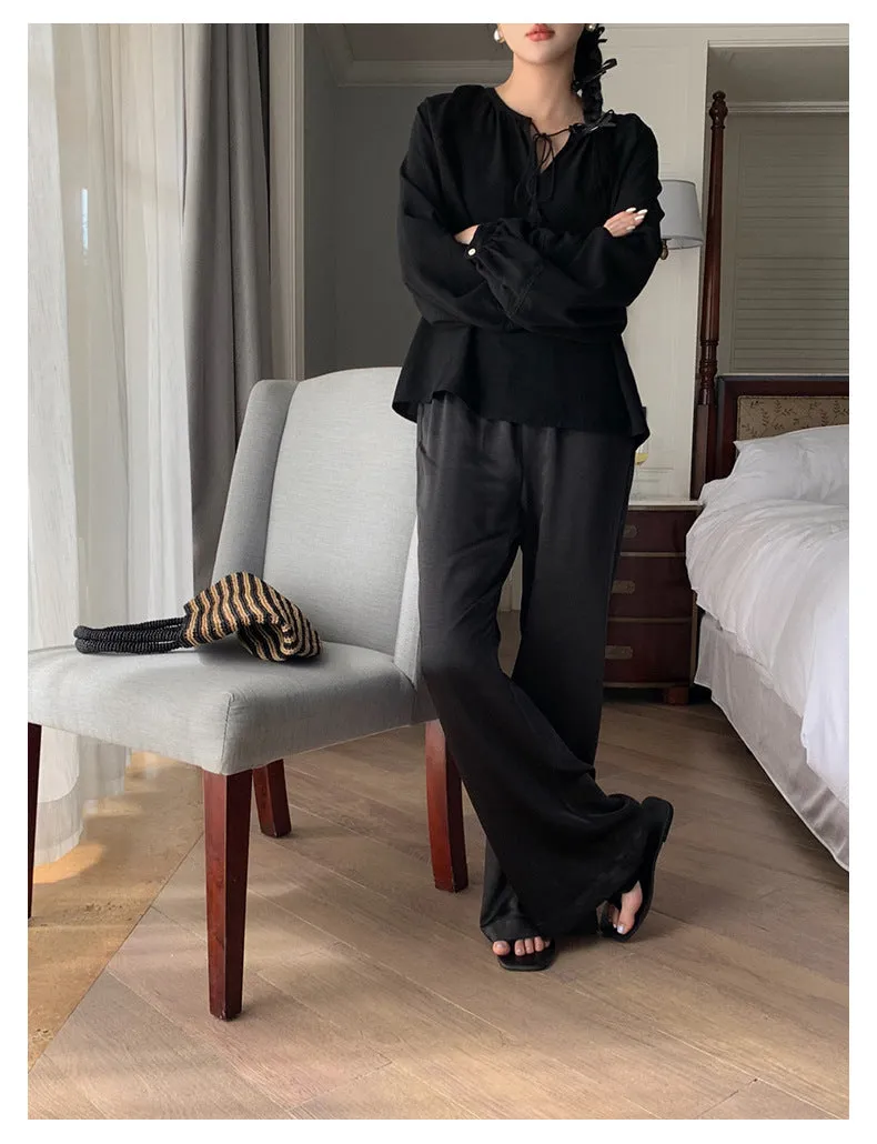 high waist satin micro flared pants