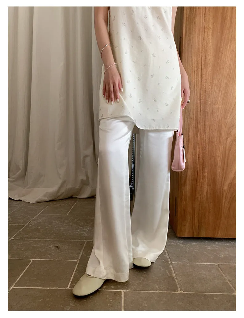 high waist satin micro flared pants