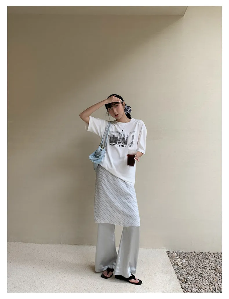 high waist satin micro flared pants