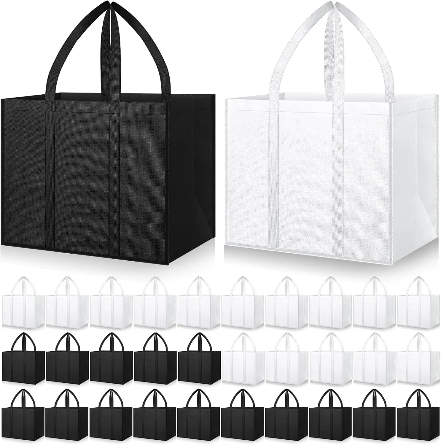Hillban 30 Pack Reusable Grocery Bags Bulk Large Shopping Bags Washable Foldable Heavy Duty Totes Storage Bags with handles