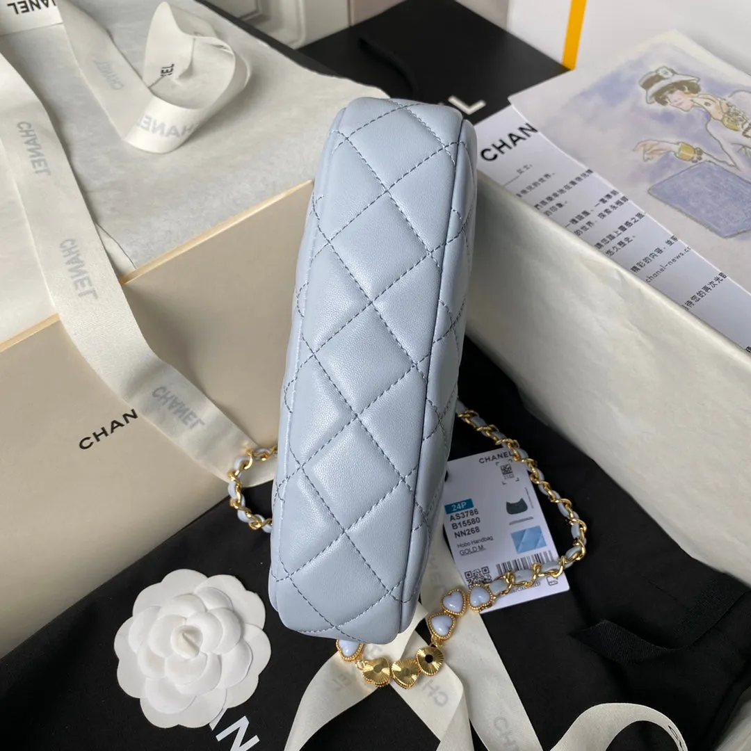hobo cloud bag gold Discounted CHANEL blue 24p hardware Massive discount 20cm lambskin