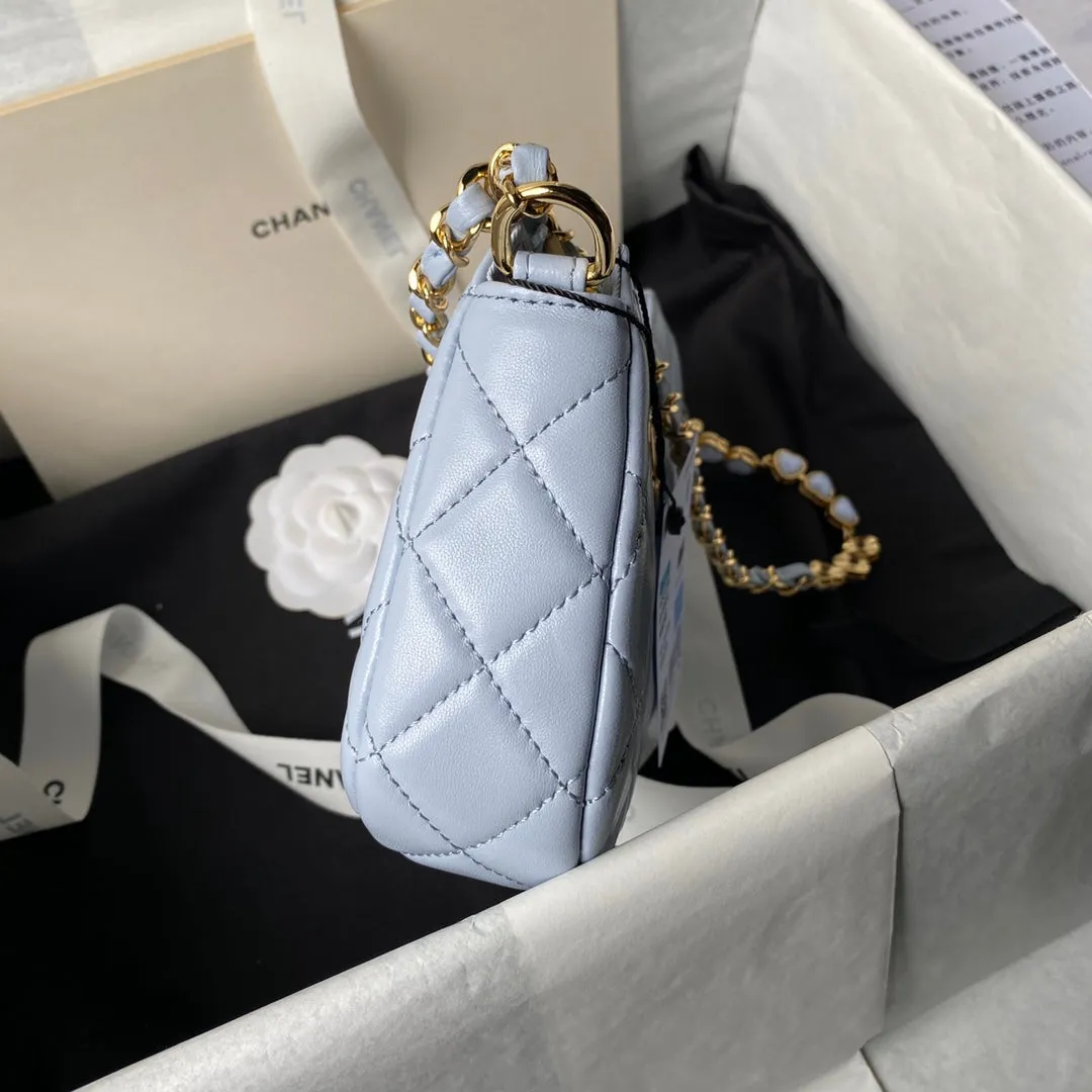 hobo cloud bag gold Discounted CHANEL blue 24p hardware Massive discount 20cm lambskin