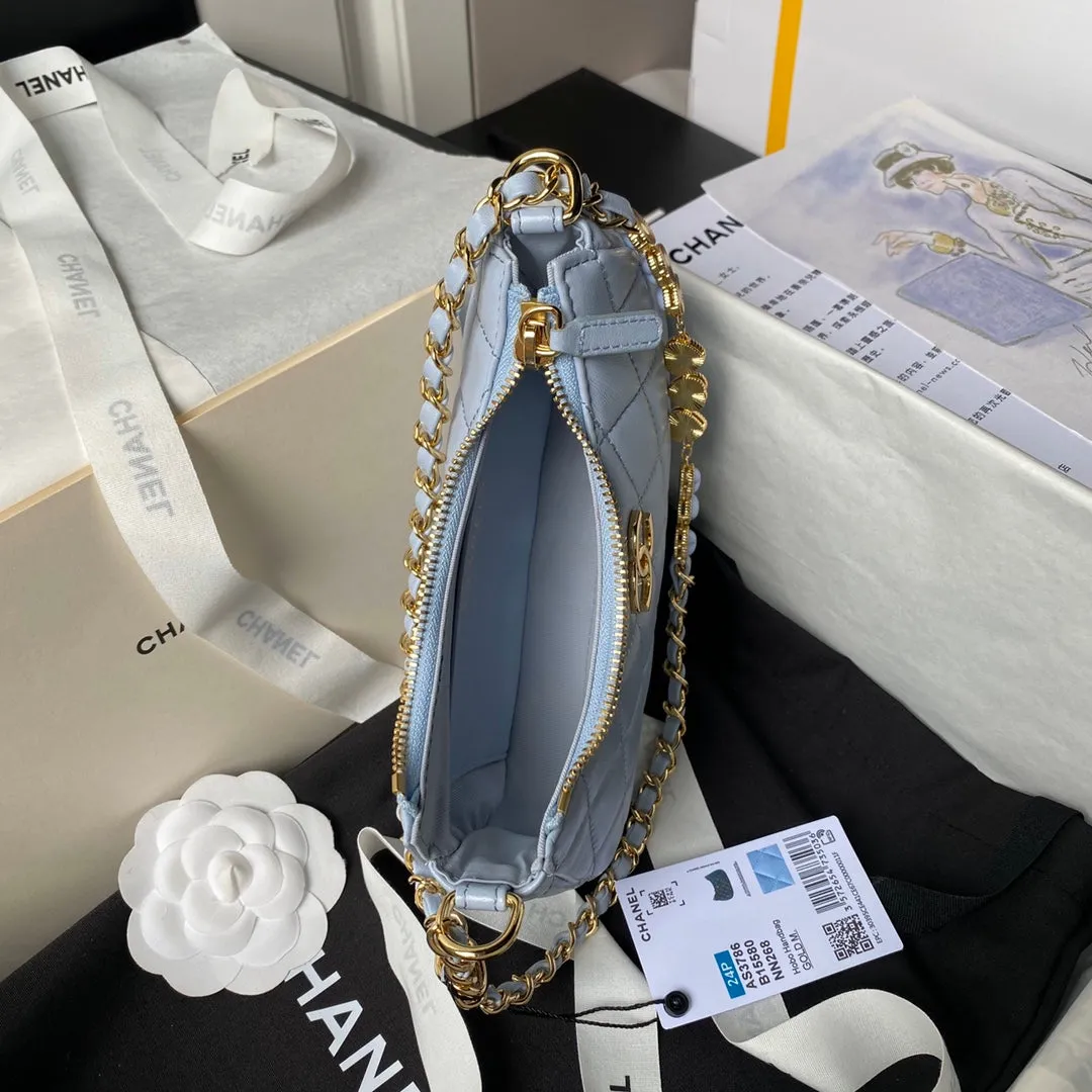 hobo cloud bag gold Discounted CHANEL blue 24p hardware Massive discount 20cm lambskin