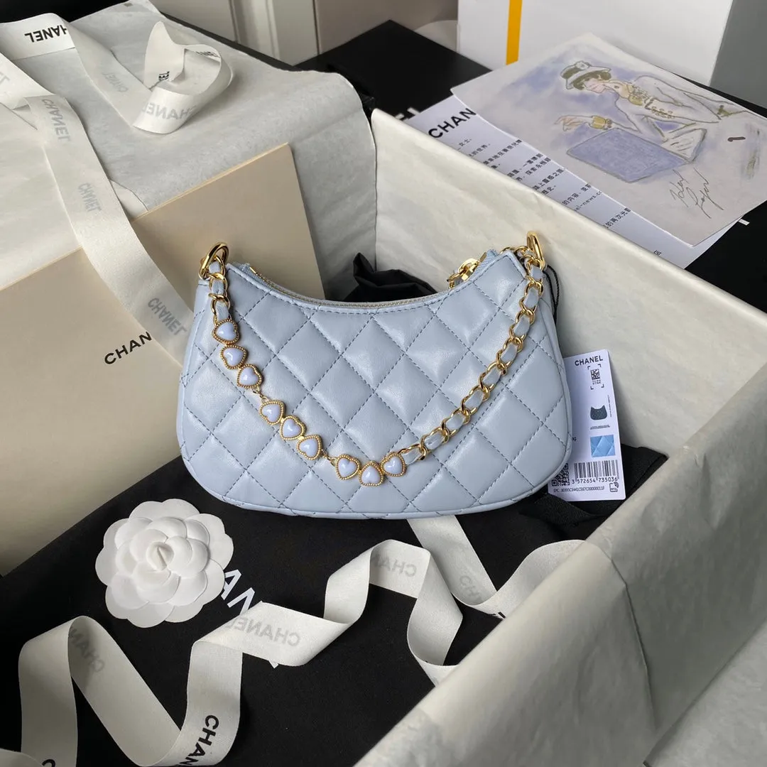 hobo cloud bag gold Discounted CHANEL blue 24p hardware Massive discount 20cm lambskin