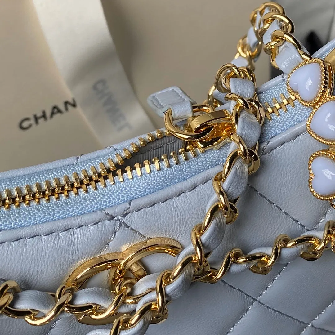 hobo cloud bag gold Discounted CHANEL blue 24p hardware Massive discount 20cm lambskin