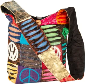 Hobo Colorful Shoulder Bag Women Sling Slouch Hippie Boho (OM-Peace)