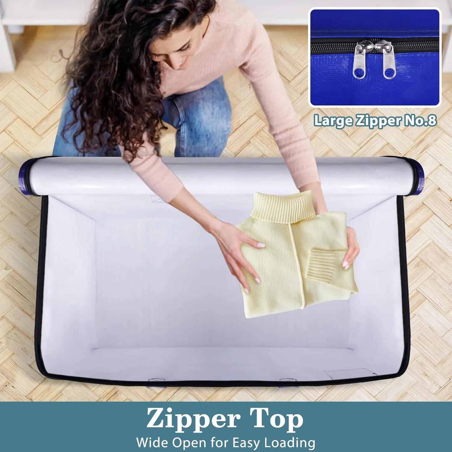 HomeHacks Moving Bags Heavy Duty with Strong Zippers and Handles Collapsible Moving Supplies, Storage Totes for Packing & Moving Storing 125L,6-Pack, Blue