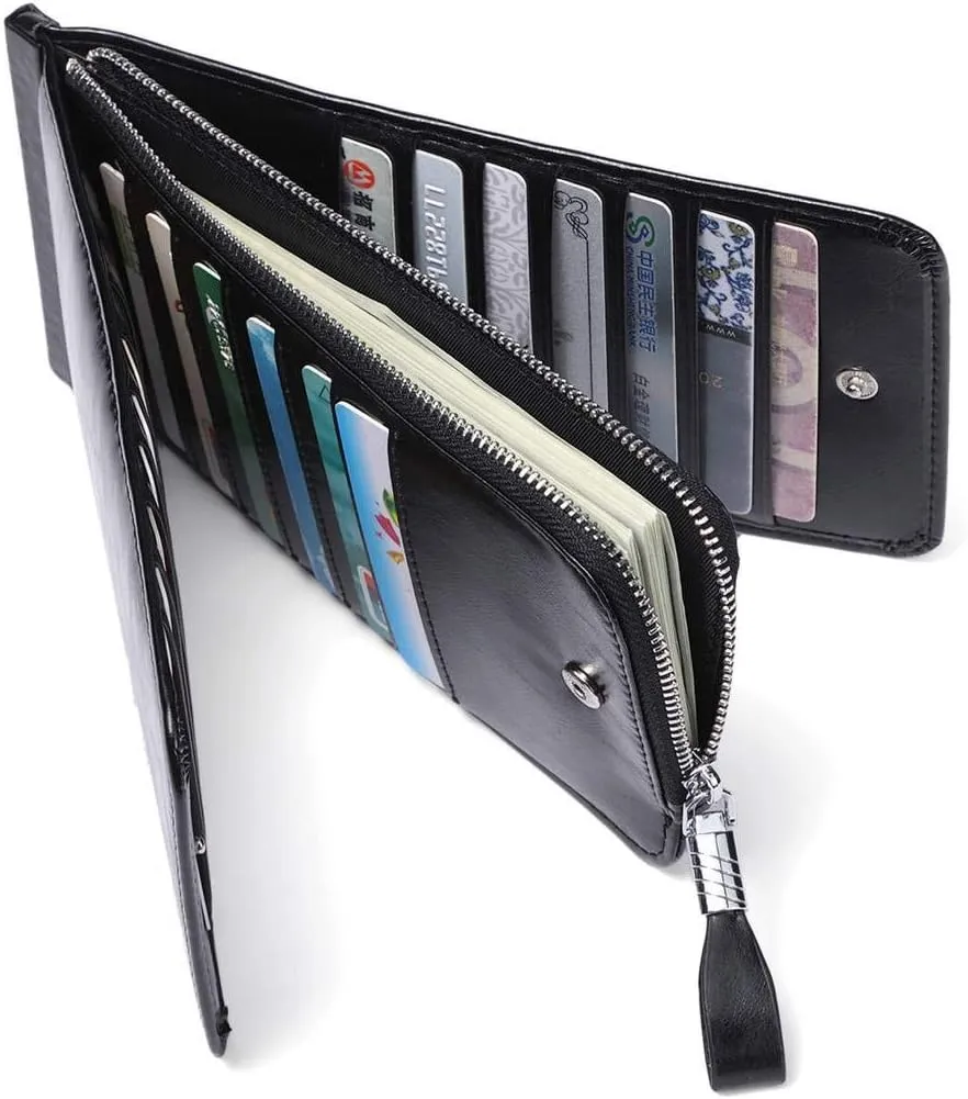 Huztencor Womens Leather Credit Card Holder Wallet RFID Blocking Wallet Women Card Case Purse