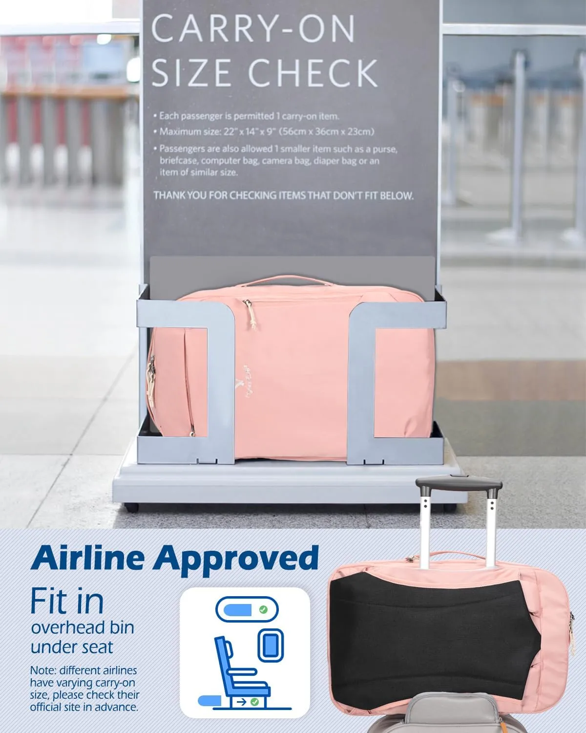 Hynes Eagle TSA Friendly Travel Backpack for Men Women Carry on Backpack 40L Flight Approved Laptop Backpack for 17 inches Compressible Weekender Bag Overnight Backpack Pink