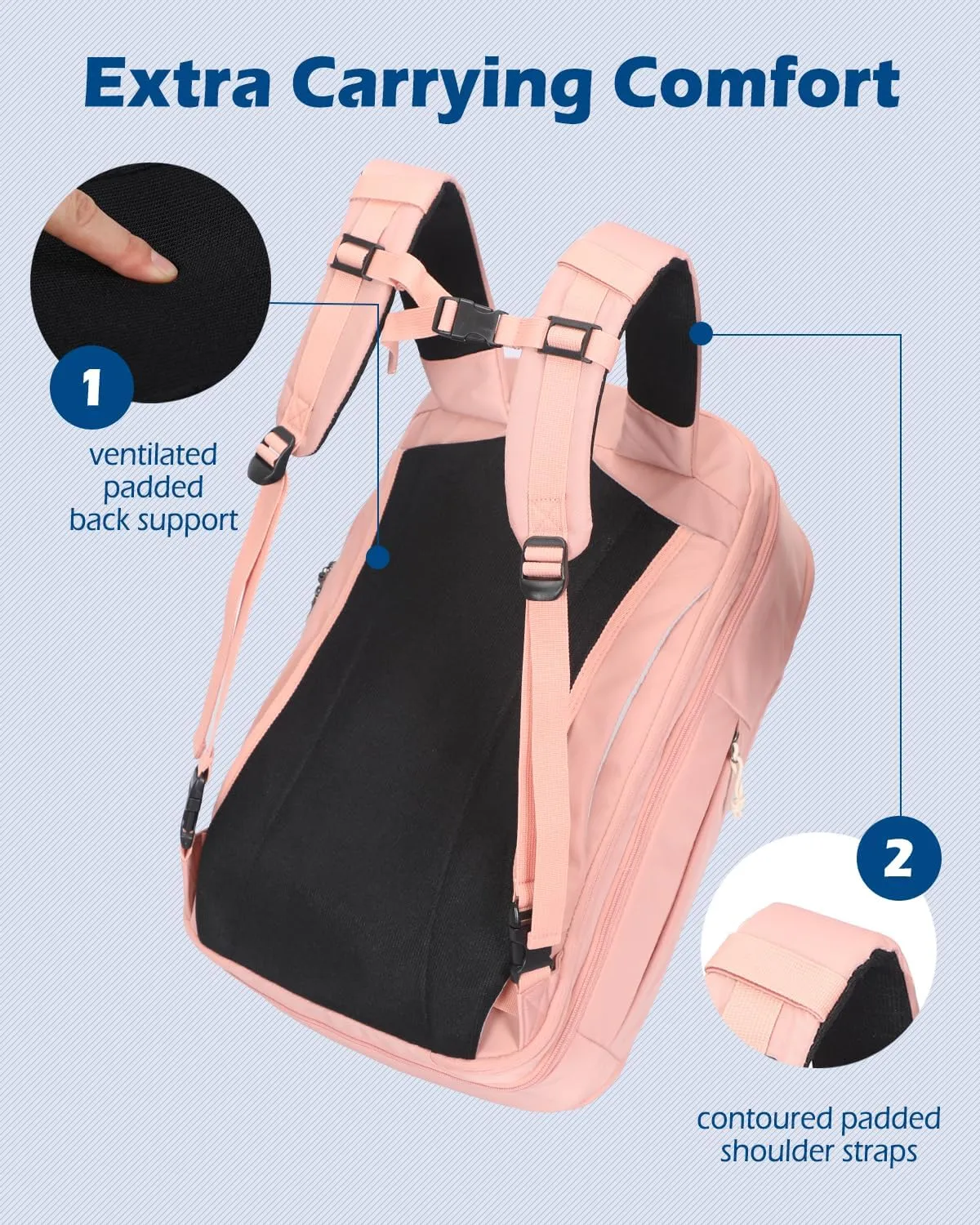 Hynes Eagle TSA Friendly Travel Backpack for Men Women Carry on Backpack 40L Flight Approved Laptop Backpack for 17 inches Compressible Weekender Bag Overnight Backpack Pink