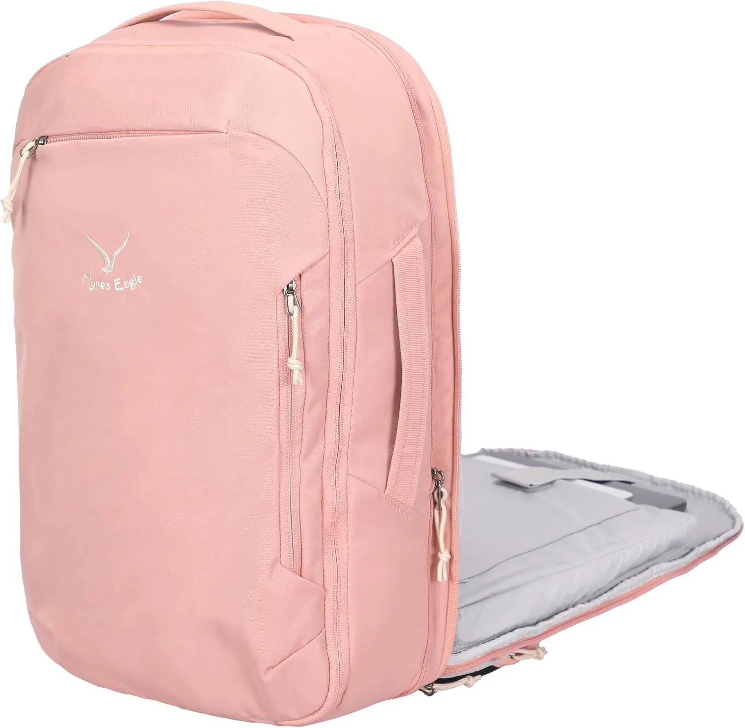 Hynes Eagle TSA Friendly Travel Backpack for Men Women Carry on Backpack 40L Flight Approved Laptop Backpack for 17 inches Compressible Weekender Bag Overnight Backpack Pink