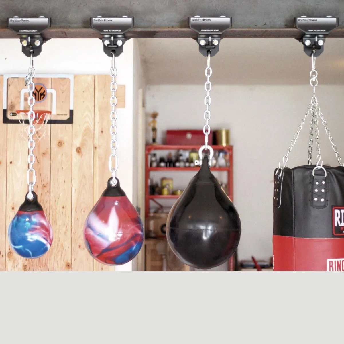 I-Beam Rolling Punching Bag Mount - (Select - Black - 3.5" - 7.0" Wide I-Beam)