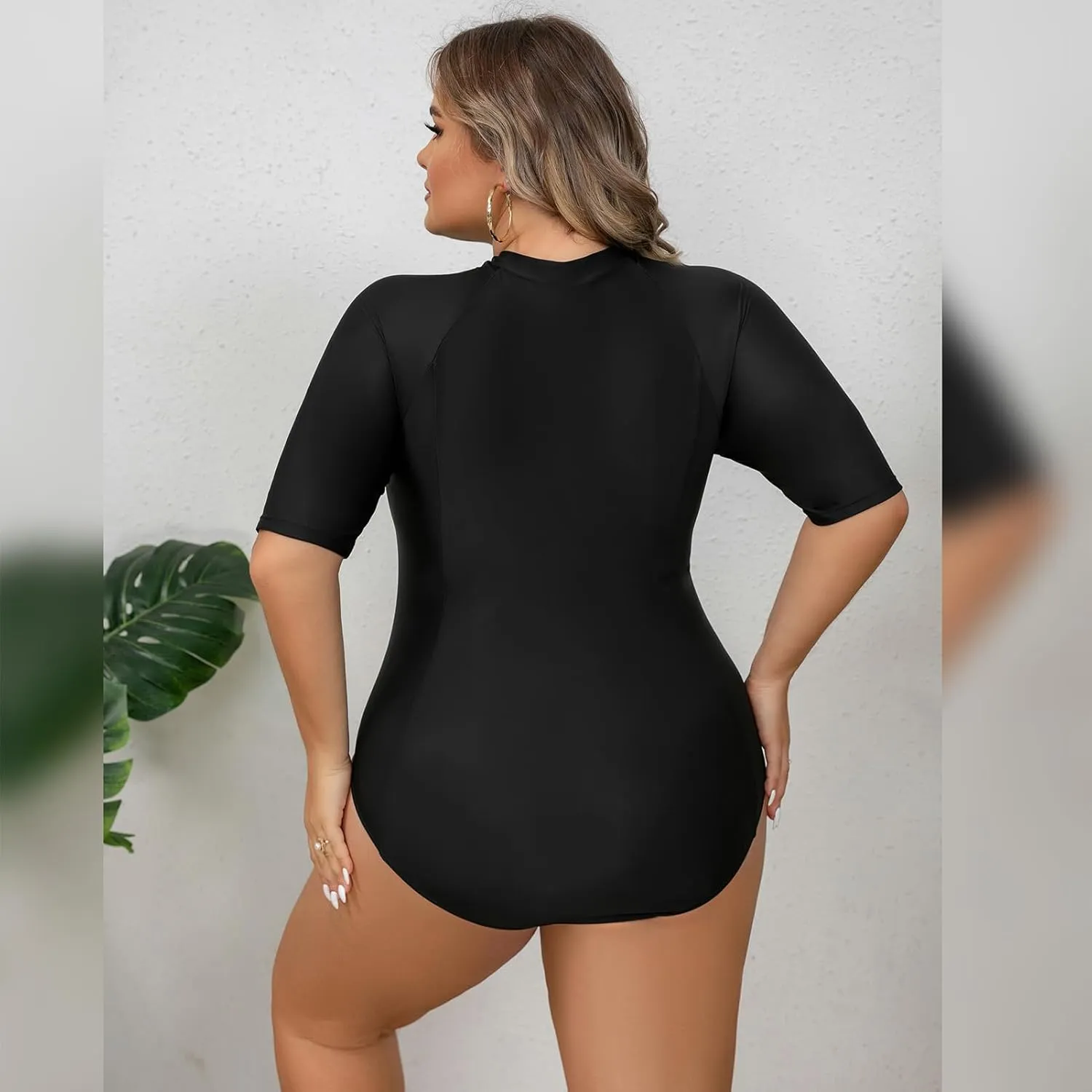IMEKIS Plus Size Rash Guard for Women UPF 50  Active Rashguard One Piece Swimsuit Zipper Surfing Wetsuit