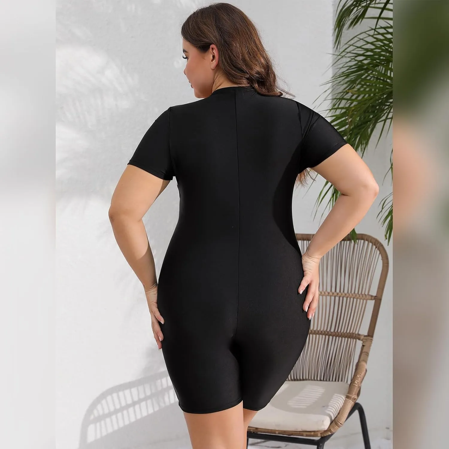 IMEKIS Plus Size Rash Guard for Women UPF 50  Active Rashguard One Piece Swimsuit Zipper Surfing Wetsuit
