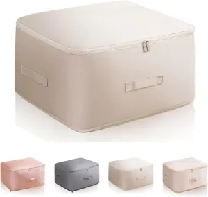 Implicationi Compression Organizer, Ultra Space Saving Self Compression Organizer, Heavy Duty Moving Bags for Comforters, Premium Comforter Storage Bag Packaging Cube (Beige, Large)