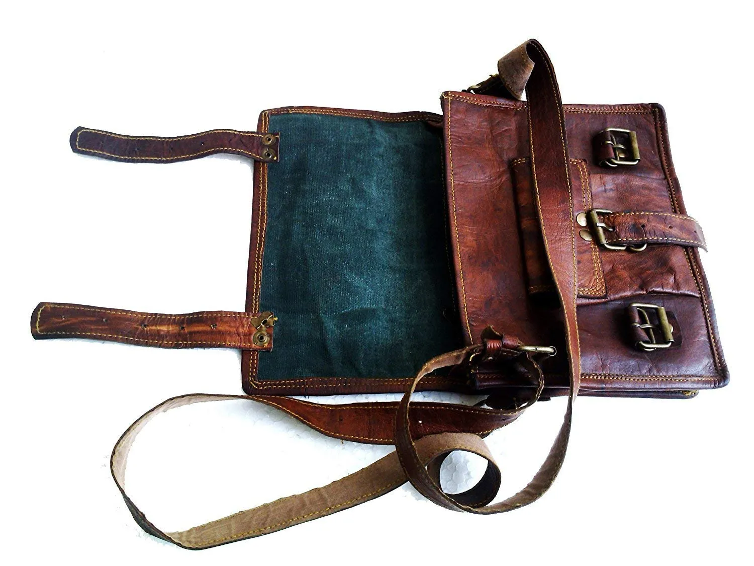 IN-INDIA TUZECH Genuine Leather Bag Laptop Vintage Messenger Bag Handmade Unisex Fits Laptop Upto 11 Inches