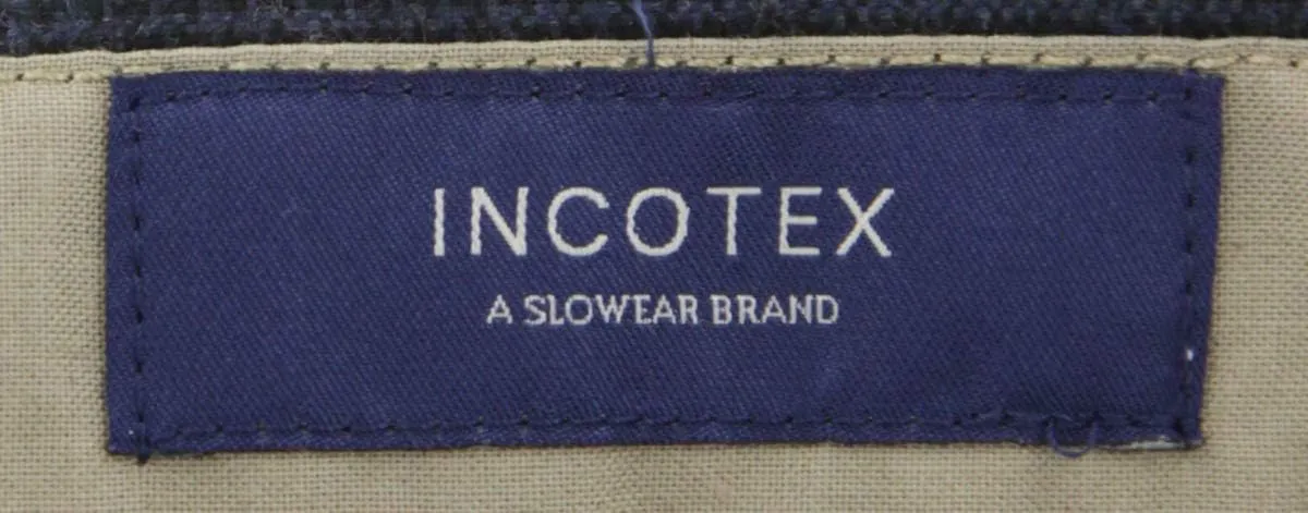 Incotex Midnight Navy Blue Micro-Check Cotton Blend Pants - Slim