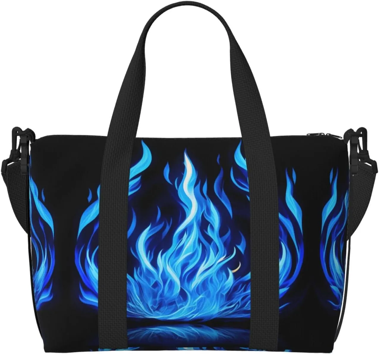 Indigo Flame Print Travel Bags, Weekender Carry On For Women, Sports Gym Bag, Workout Duffel Bag,Overnight