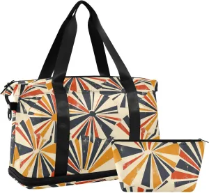 ink pen star burst Large Bags Carry on Bags Gym Bag with Toiletry Bag for Gym Foldable