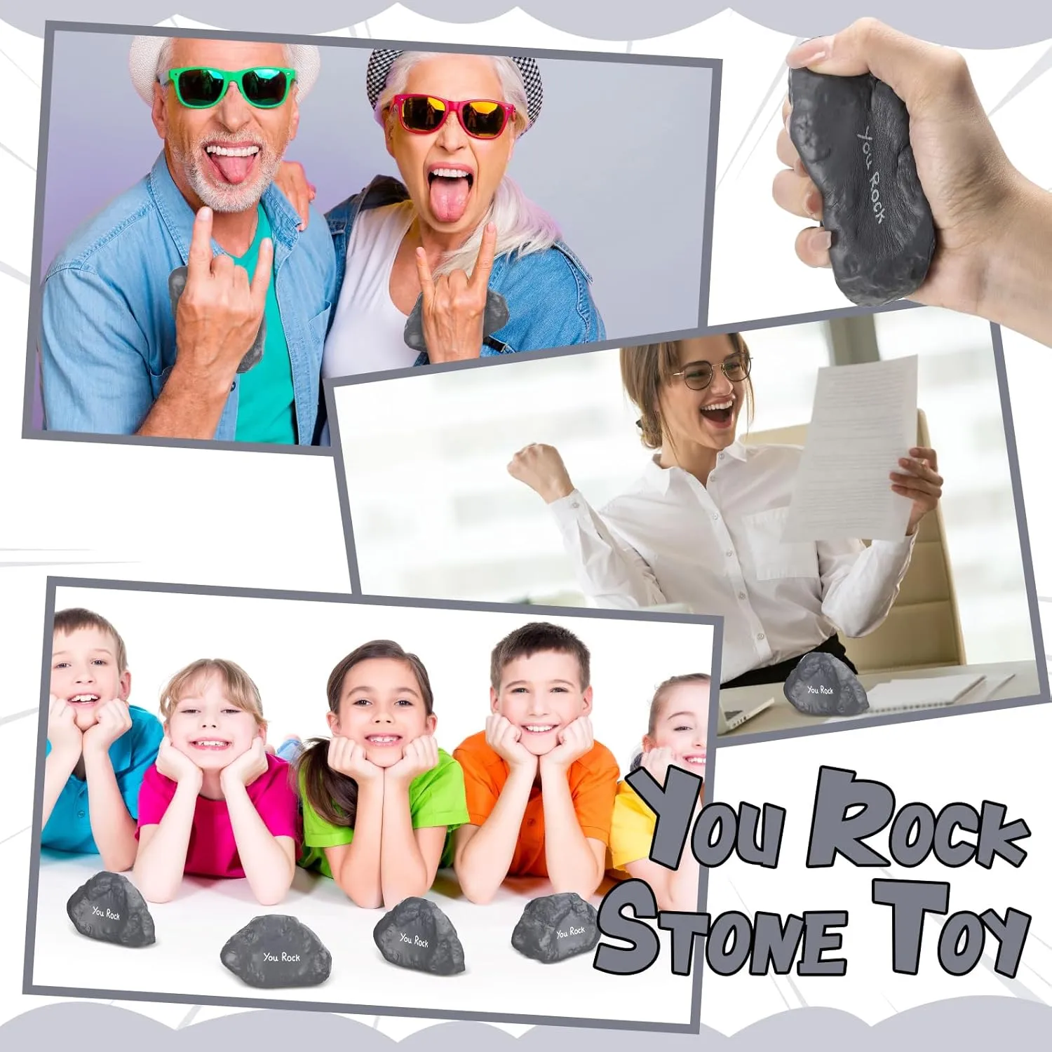 Inspirational Stress Foam Stone Bulk Motivational Stress Balls Relief Ball Appreciation Gifts with Card Organza Bag Thank You for Being Awesome Gifts, 4 Inch(50 Set,Stone)
