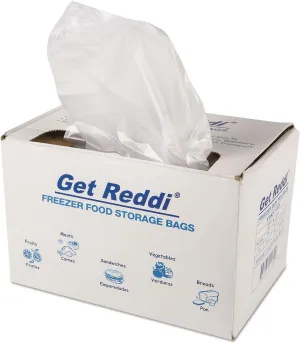 Inteplast Get Reddi Freezer Food Storage Bags, 0.5 mil, 27-inch x 37-inch, Natural, 200/Carton (IBSPBR37HD)