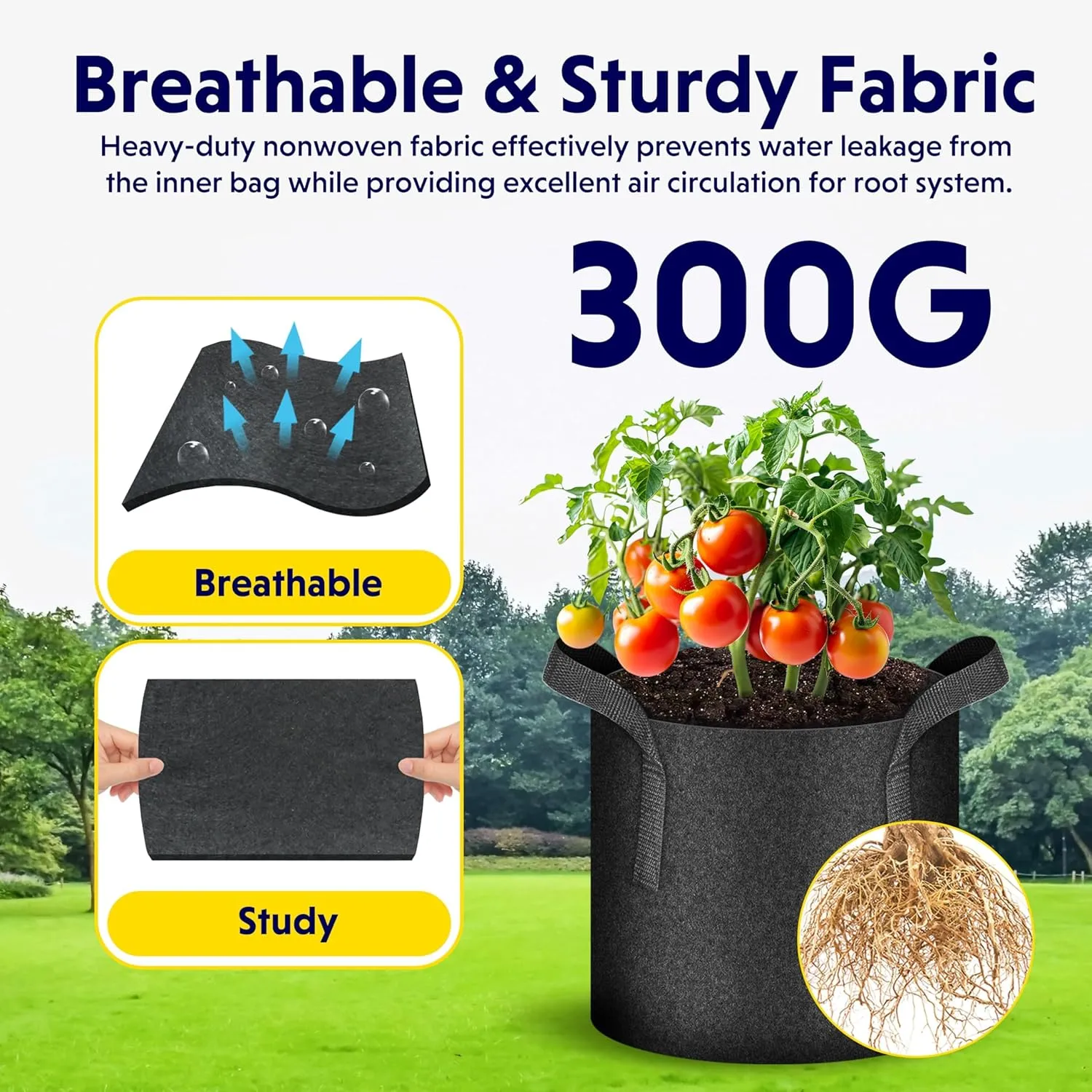 iPower 15 Gallon 10-Pack Plant Grow Bags Heavy Duty Thickened Nonwoven Fabric Potato Growing Pot, Aeration Durable Container with Reinforced Strap Handles, for Gardening & Planting Vegetable
