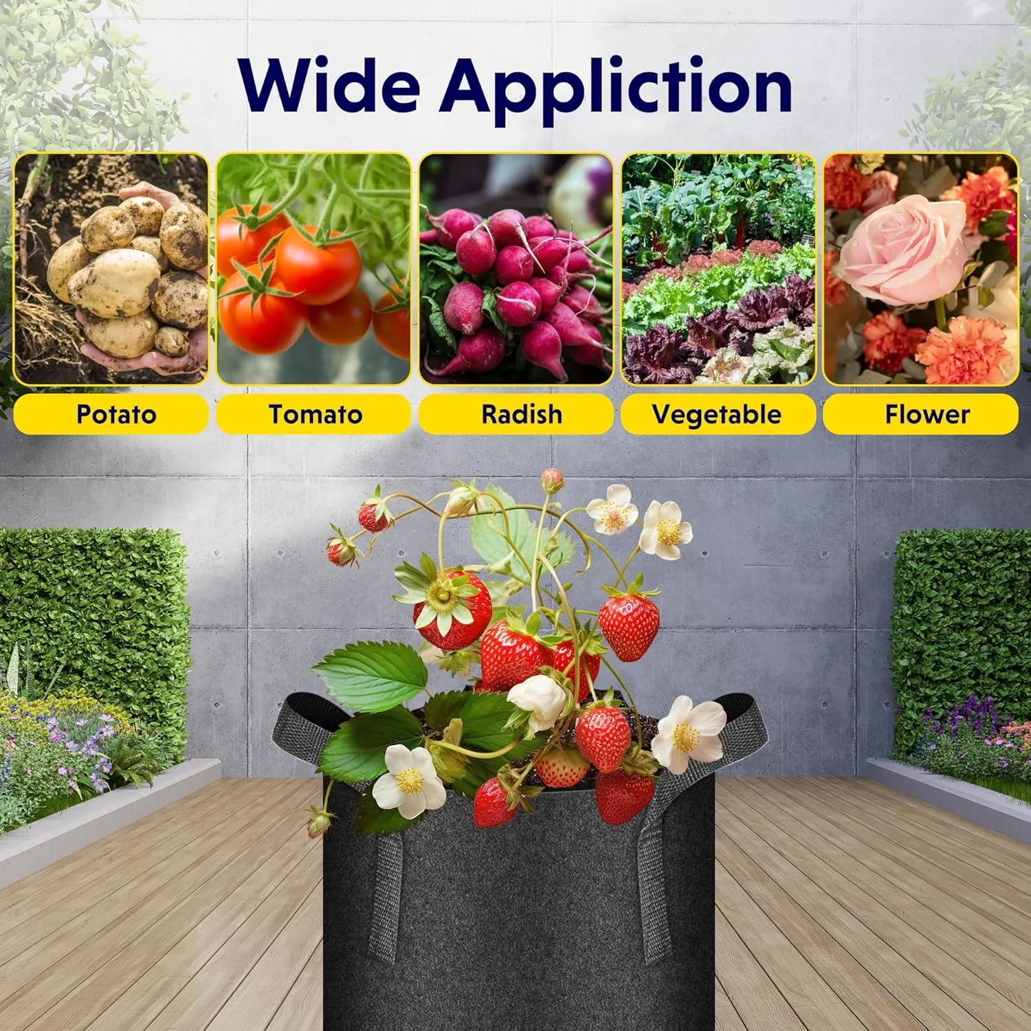 iPower 15 Gallon 10-Pack Plant Grow Bags Heavy Duty Thickened Nonwoven Fabric Potato Growing Pot, Aeration Durable Container with Reinforced Strap Handles, for Gardening & Planting Vegetable