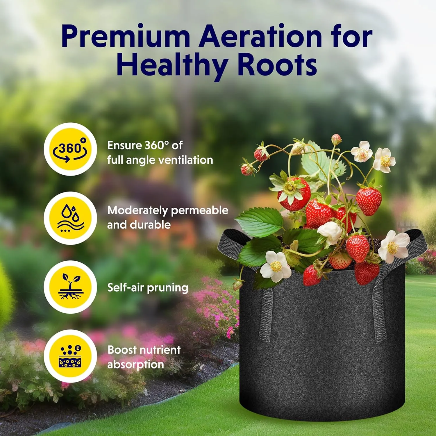 iPower 15 Gallon 10-Pack Plant Grow Bags Heavy Duty Thickened Nonwoven Fabric Potato Growing Pot, Aeration Durable Container with Reinforced Strap Handles, for Gardening & Planting Vegetable