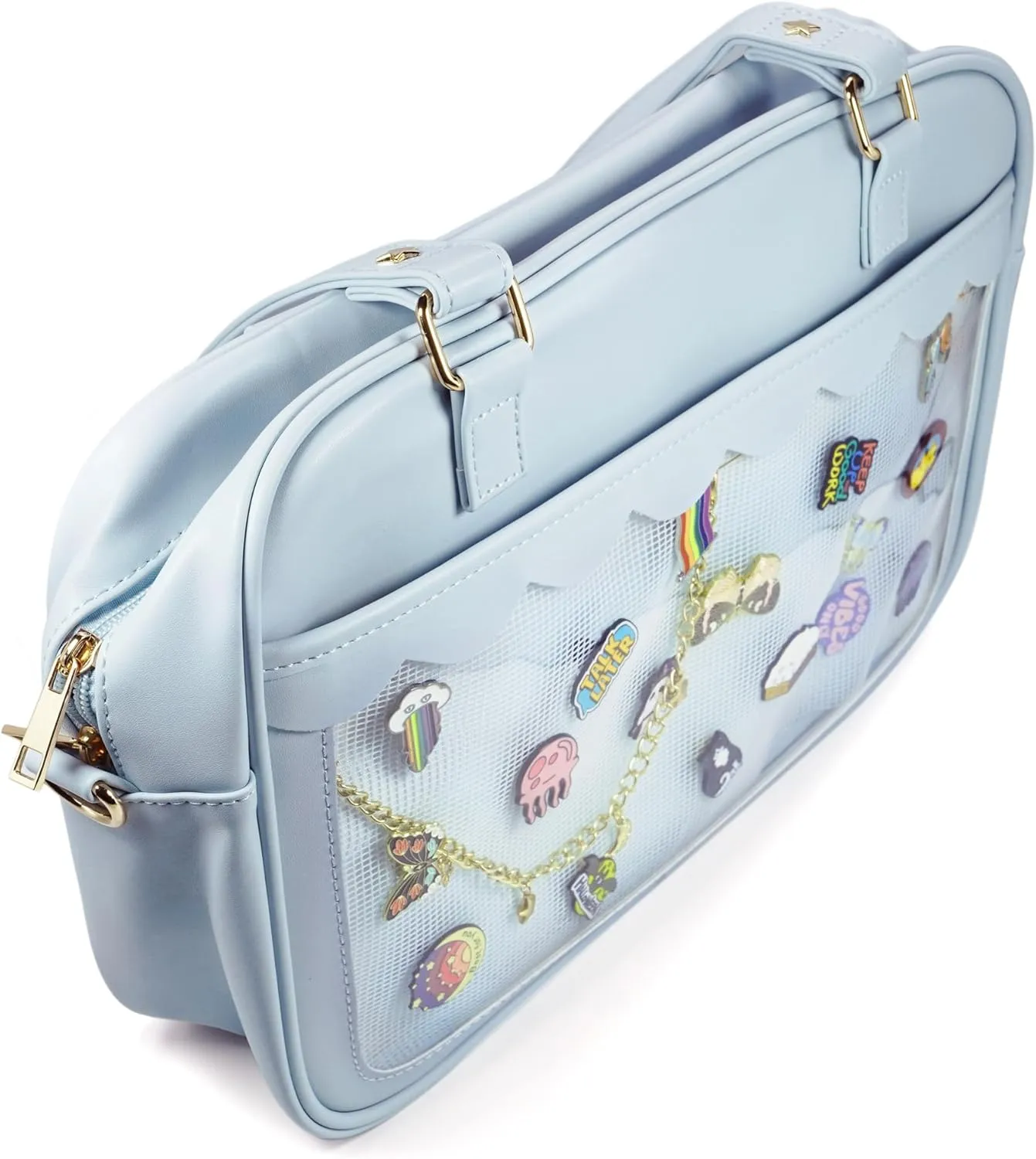 Ita Purse Crossbody Japanese Shoulder Bag Messenger Pin Display with Insert Pompom Cute Kawaii